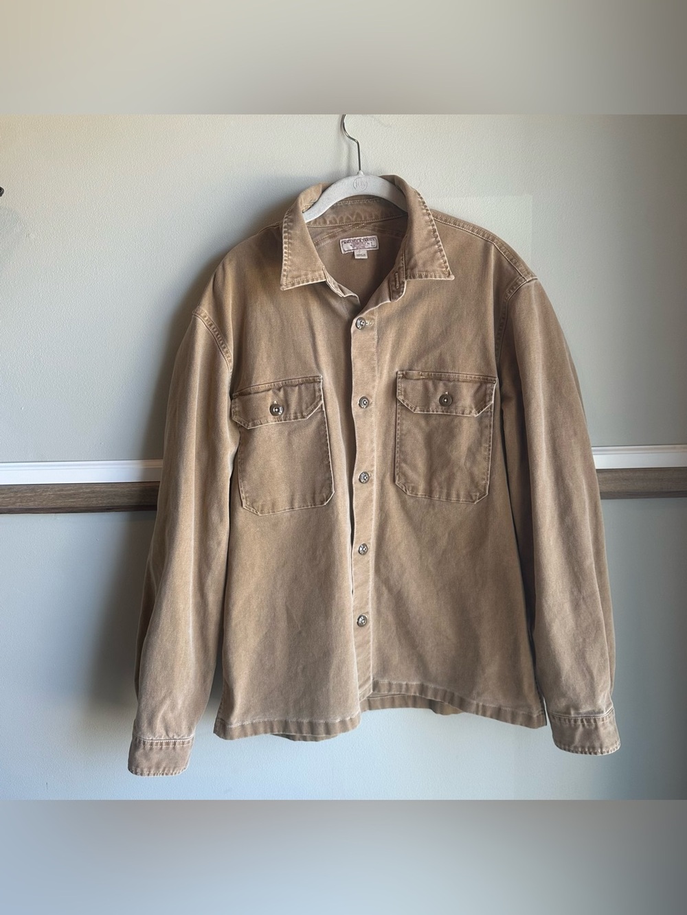 Wallace & Barnes J Crew shirt jacket duck canvas Khaki J6069